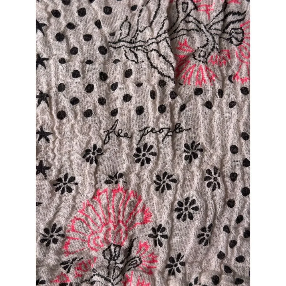 Free People Movement Hot Pink Polka Dotted Beige Stretchy Shoulder Barney Bag